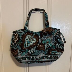 Paisley Print Tote Bag in Brown and Teal - Women's Everyday Tote